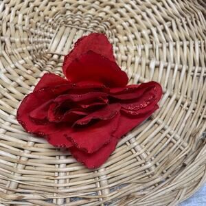 Red Rose Glitter Edge Hair Clip Handmade